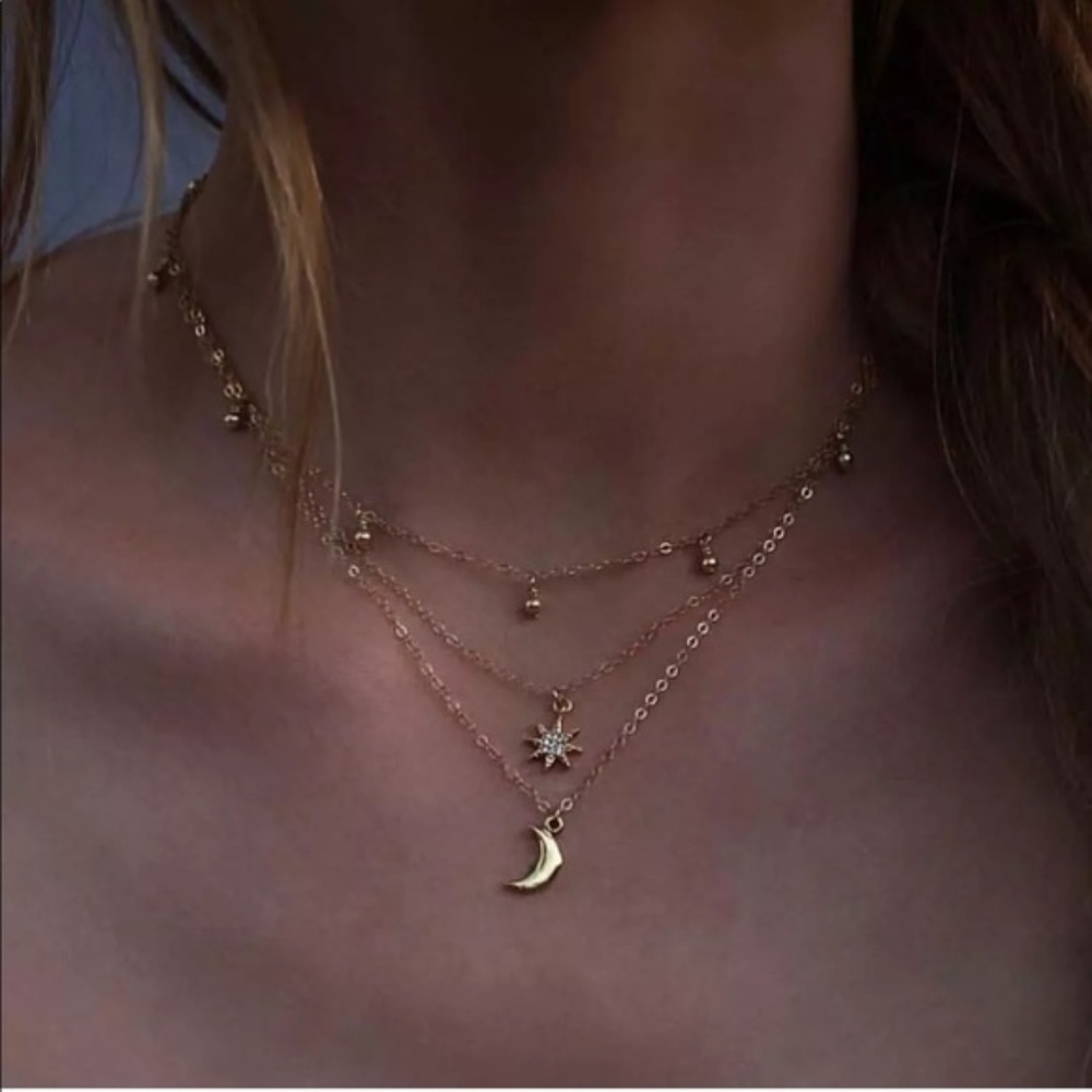 Beaded Moon Statement Necklace